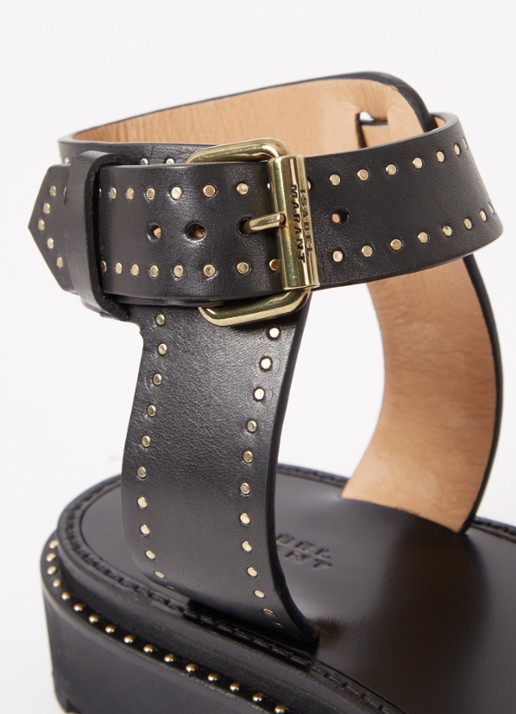 Isabel Marant Breena sandaal van leer met studs - detail 7 zwart