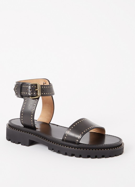 Isabel Marant Breena sandaal van leer met studs - voorkant 2 zwart