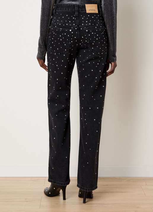 Isabel Marant Brinsa high waist tapered jeans met studs - achterkant zwart