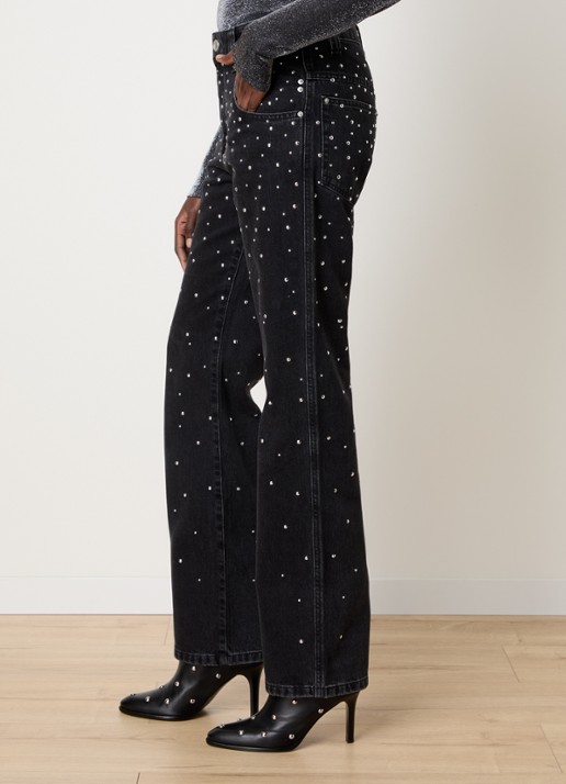 Isabel Marant Brinsa high waist tapered jeans met studs - detail 3 zwart