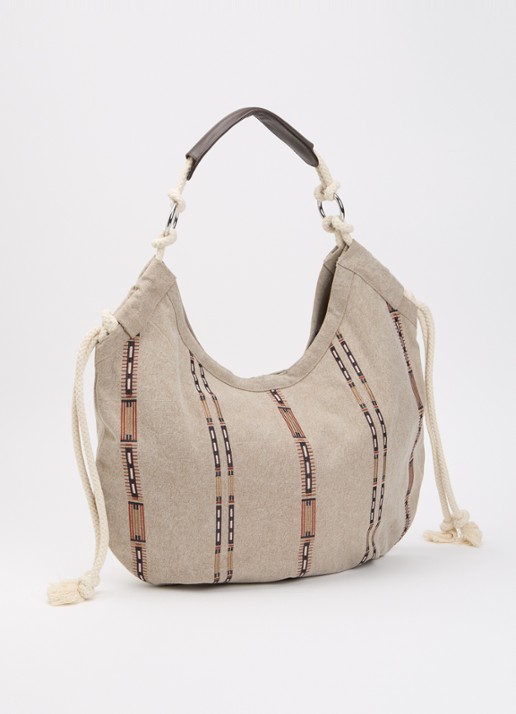 Isabel Marant Byron schoudertas met borduring - achterkant 5 zand