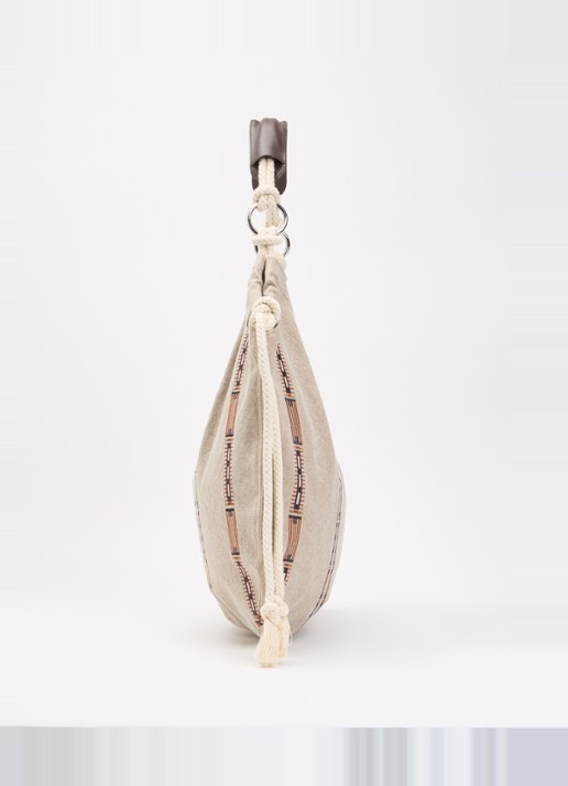Isabel Marant Byron schoudertas met borduring - detail 2 zand