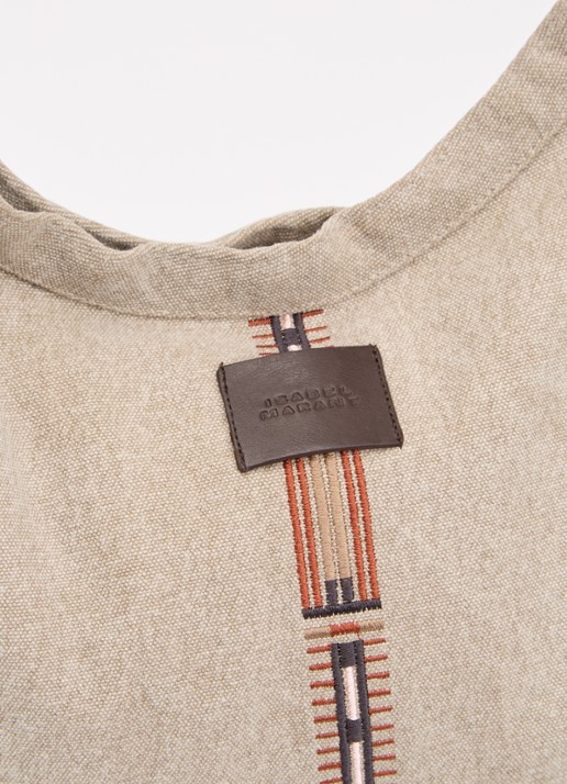 Isabel Marant Byron schoudertas met borduring - detail 3 zand