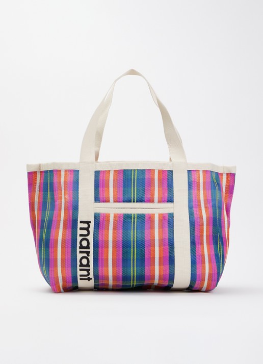 Isabel Marant Darwen shopper met ruitdessin  - voorkant 5 roze