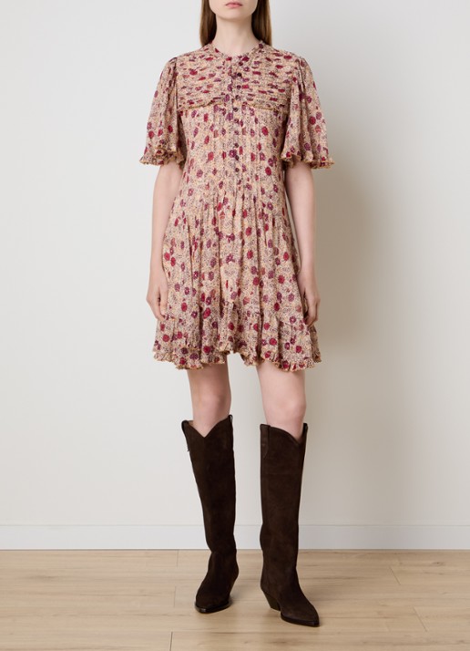 Isabel Marant Daynia mini blousejurk met print - voorkant 2 orange