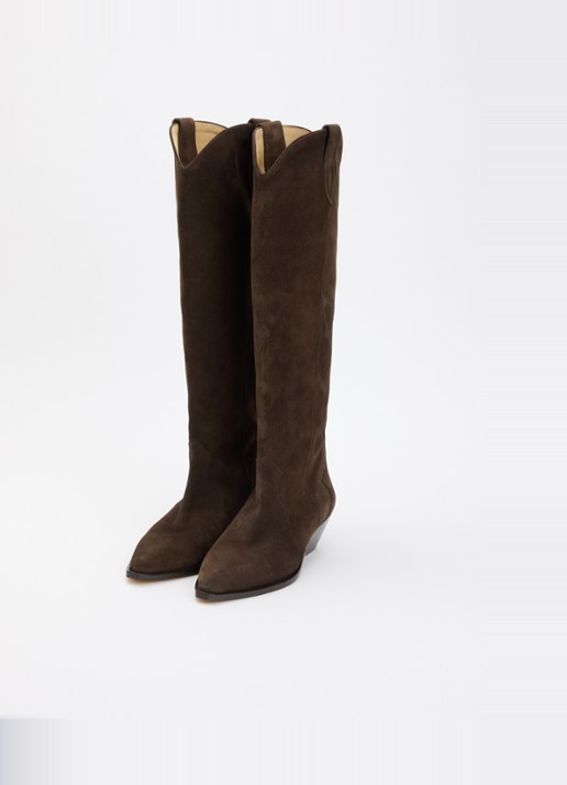Isabel Marant Denvee cowboylaars van kalfssuède - detail 4 chocoladebruin