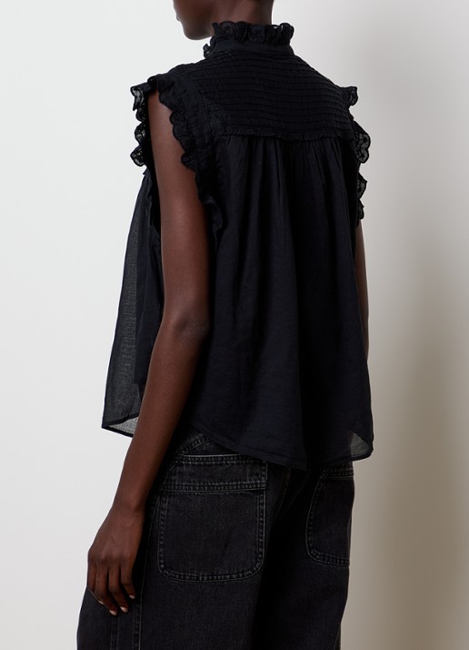 Isabel Marant Dersia mouwloze blouse met volant - achterkant 3 zwart
