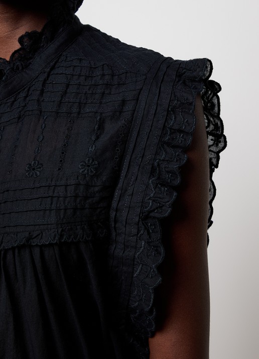 Isabel Marant Dersia mouwloze blouse met volant - detail 5 zwart