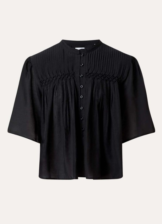 Isabel Marant Destiny tuniek met smockwerk - voorkant 2 zwart