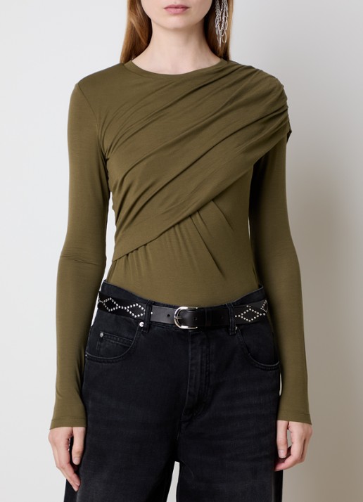 Isabel Marant Dressi top met gedrapeerd detail - detail legergroen