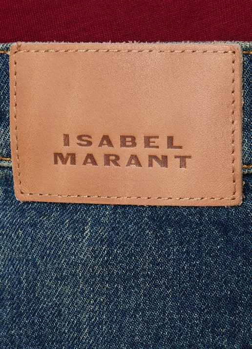 Isabel Marant Dromie high waist straight leg jeans met donkere wassing - detail 4 indigo