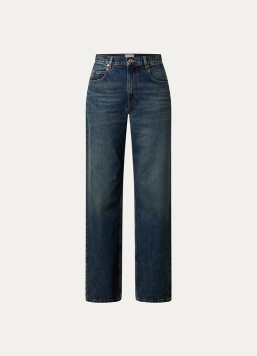 Isabel Marant Dromie high waist straight leg jeans met donkere wassing - voorkant 5 indigo