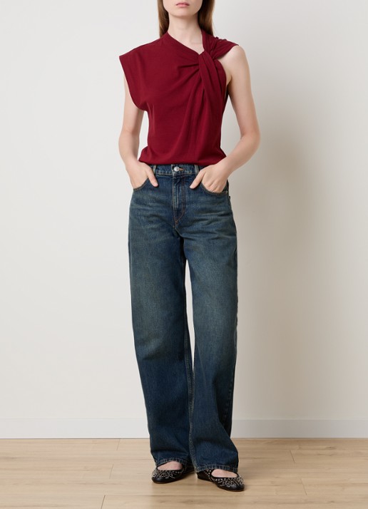 Isabel Marant Dromie high waist straight leg jeans met donkere wassing - voorkant 6 indigo