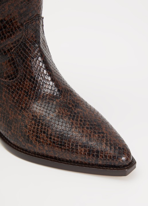 Isabel Marant Duerto cowboylaars van kalfsleer met slangenprint - detail 5 donkerbruin