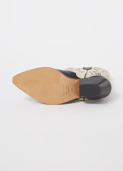 Isabel Marant Duerto cowboylaars van kalfssuède met leren details - detail 4 ivoor