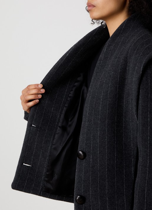 Isabel Marant Dyogo jack in wolblend met krijtstreep - detail 2 antraciet