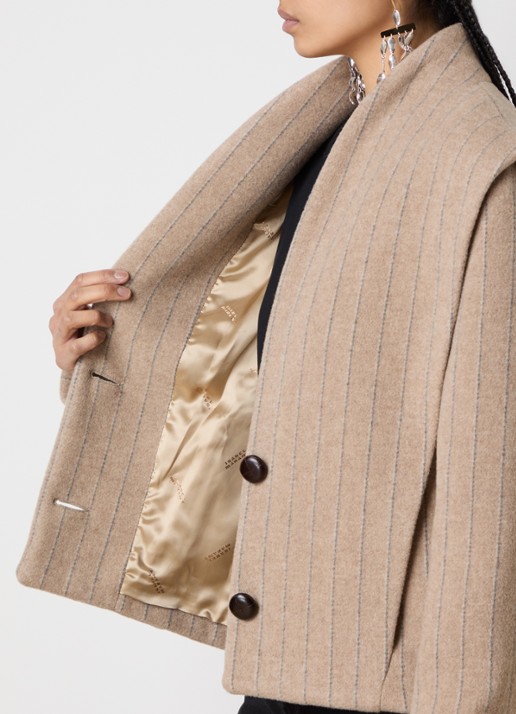 Isabel Marant Dyogo jack in wolblend met krijtstreep - detail 3 taupe