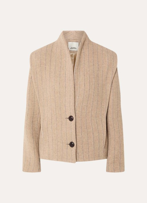 Isabel Marant Dyogo jack in wolblend met krijtstreep - voorkant 4 taupe