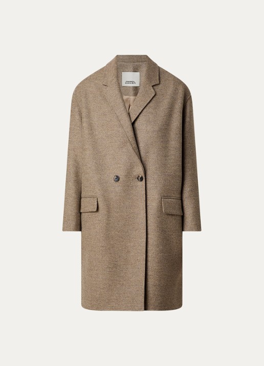 Isabel Marant Efegozi double-breasted mantel van scheerwol met klepzakken - voorkant 2 beige
