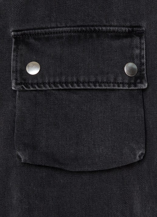 Isabel Marant Elize spijkerjas in linnenblend met klepzakken - detail 6 antraciet