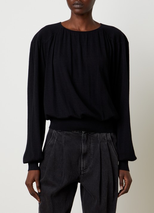 Isabel Marant Enza fijngebreide pullover in scheerwolblend met ruches