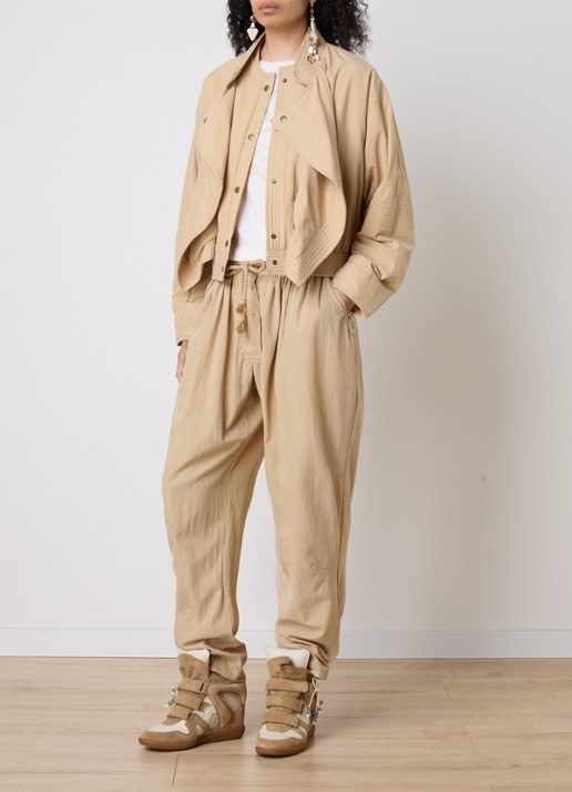 Isabel Marant Falcona mid waist wide fit chino met steekzakken - voorkant 2 zand