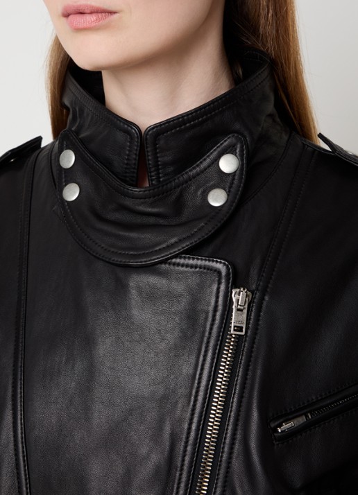 Isabel Marant Farza jack van lamsleer met ceintuur - detail 5 zwart