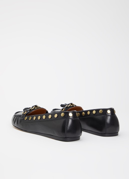 Isabel Marant Faxel loafer van kalfsleer met studs - achterkant zwart