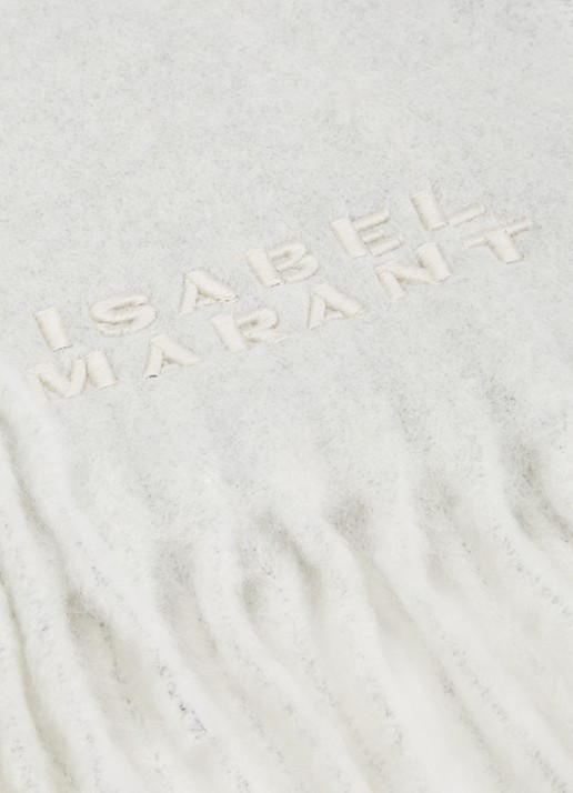 Isabel Marant Firny sjaal in alpaca wolblend met franjes 190 x 40 cm - detail grijsmele