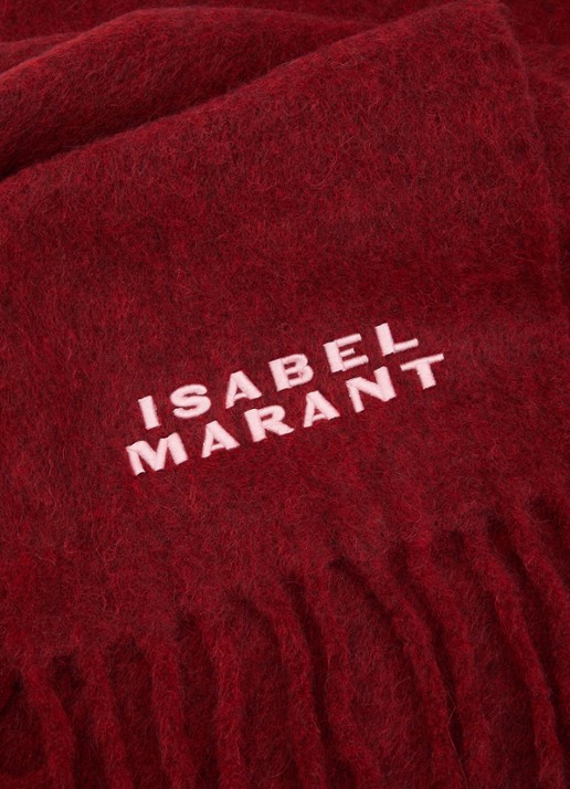 Isabel Marant Firny sjaal in alpaca wolblend met franjes 190 x 40 cm - detail 2 donkerrood