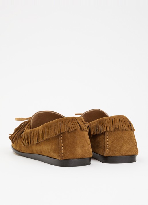 Isabel Marant Fitza loafers van suède met franjes - achterkant 3 cognac