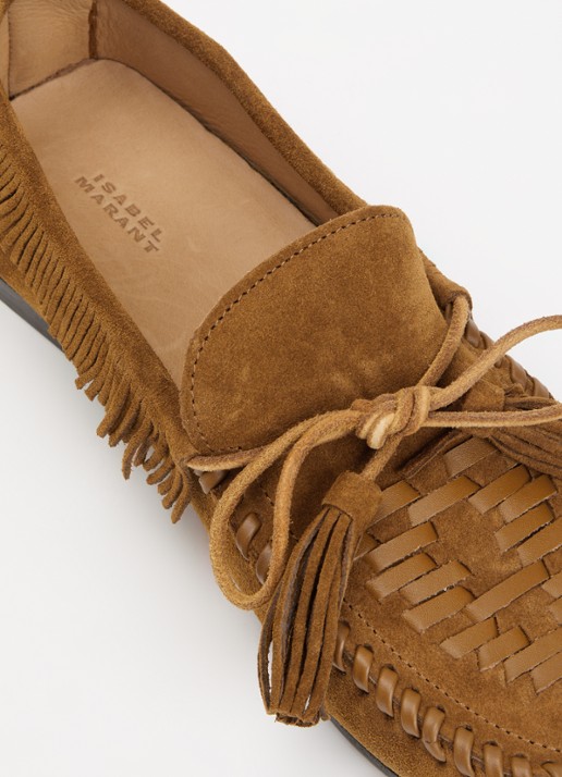 Isabel Marant Fitza loafers van suède met franjes - detail 7 cognac