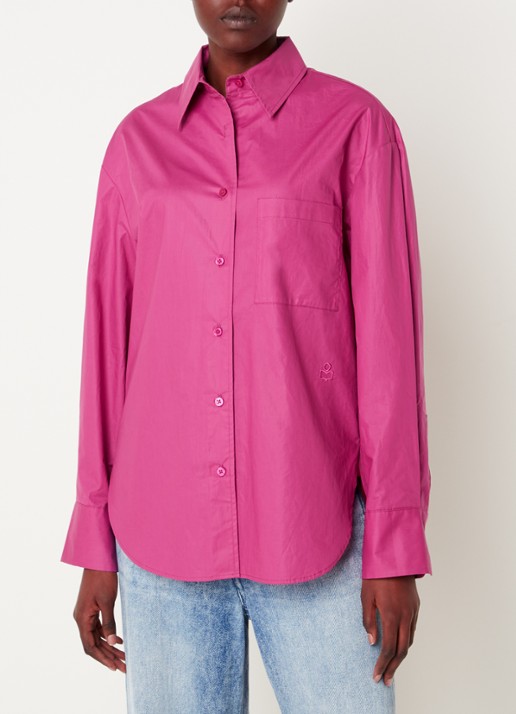 Isabel Marant Frizio blouse met logoborduring en borstzak - detail 2 donkerroze