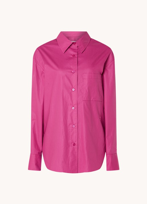 Isabel Marant Frizio blouse met logoborduring en borstzak - voorkant 4 donkerroze