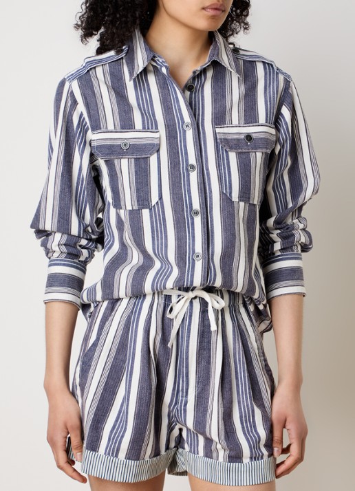 Isabel Marant Gelva blouse met streepprint en borstzakken