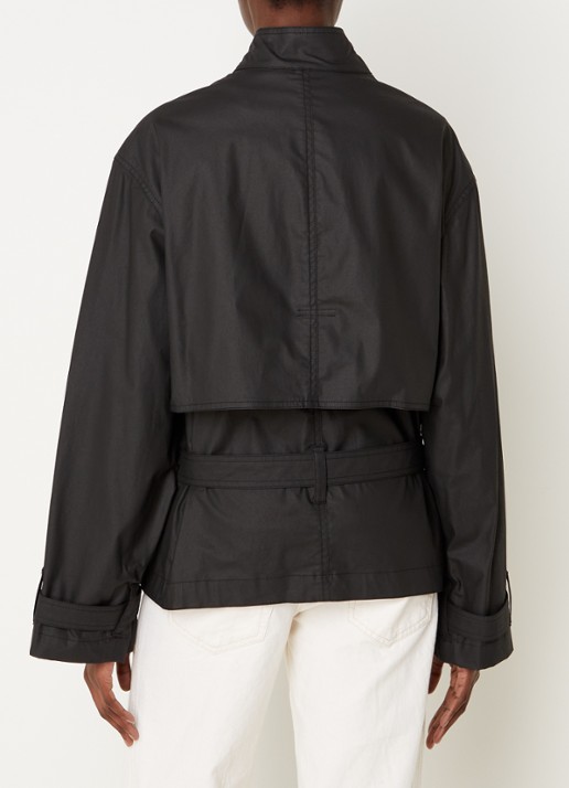 Isabel Marant Gokely korte trenchcoat met ceintuur  - achterkant 5 zwart