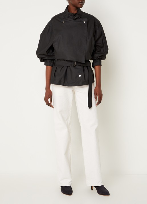 Isabel Marant Gokely korte trenchcoat met ceintuur  - voorkant 4 zwart