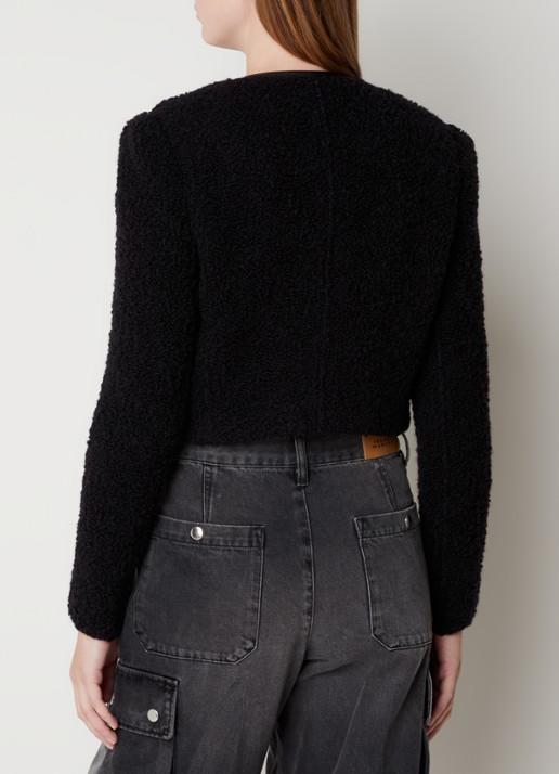 Isabel Marant Gradila jas van wol met imitatieleren details - achterkant 3 zwart