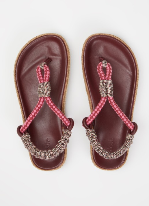 Isabel Marant Gypso sandaal van leer met ruitdessin - detail 2 bordeauxrood