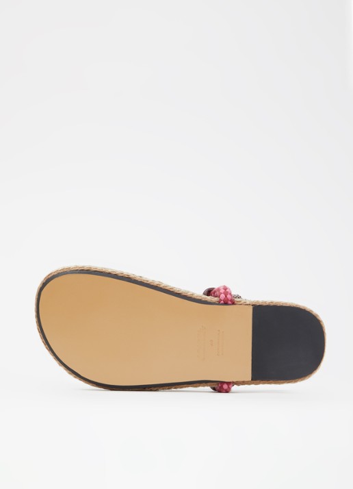 Isabel Marant Gypso sandaal van leer met ruitdessin - detail 3 bordeauxrood