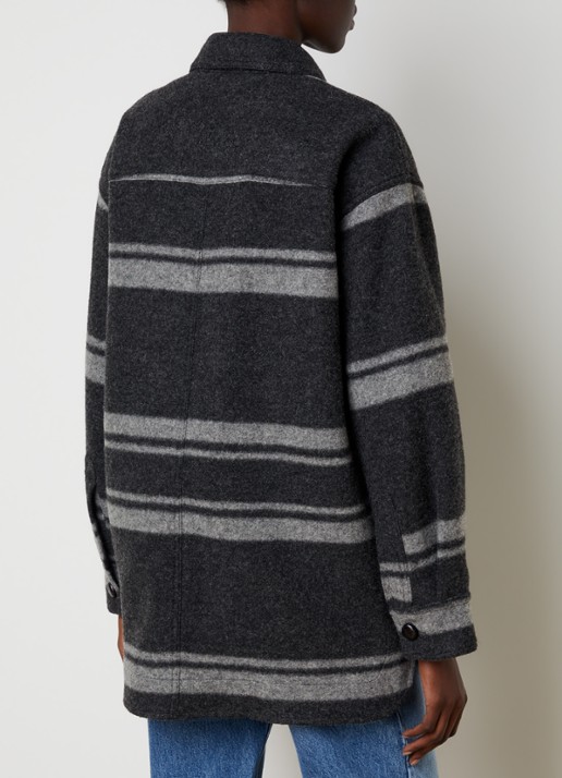 Isabel Marant Harveli jack in wolblend met steekzakken - achterkant antraciet