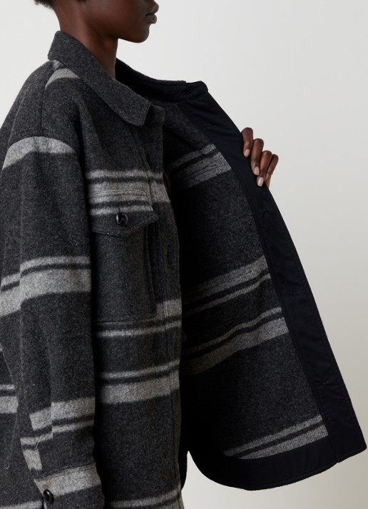 Isabel Marant Harveli jack in wolblend met steekzakken - detail 3 antraciet