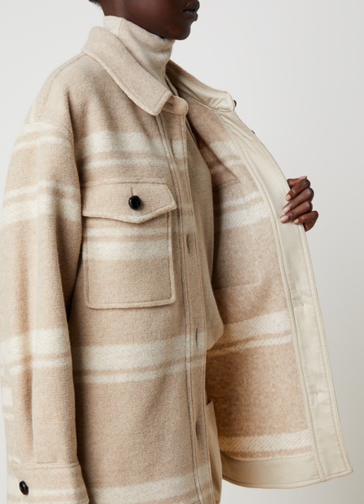 Isabel Marant Harveli jack in wolblend met steekzakken - detail 3 zand