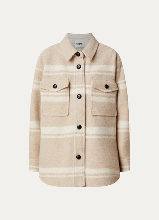 Isabel Marant Harveli jack in wolblend met steekzakken - voorkant 5 zand