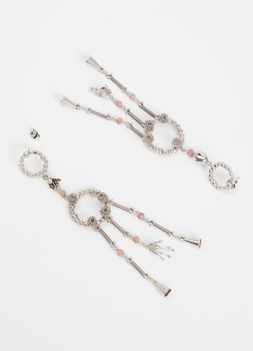 Isabel Marant Ho'Flower oorringen met hanger - detail 2 zilver