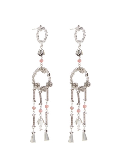 Isabel Marant Ho'Flower oorringen met hanger - voorkant zilver