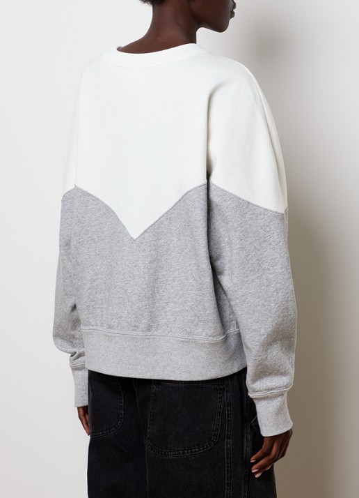 Isabel Marant Houston sweater met logo en gemêleerd dessin - achterkant 3 gebroken wit