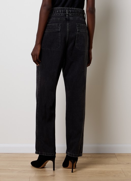Isabel Marant Ilsa high waist tapered jeans met koord - achterkant 5 zwart