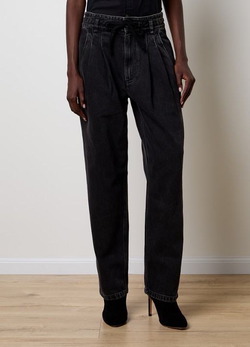 Isabel Marant Ilsa high waist tapered jeans met koord - detail 3 zwart