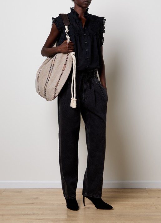 Isabel Marant Ilsa high waist tapered jeans met koord - voorkant 2 zwart